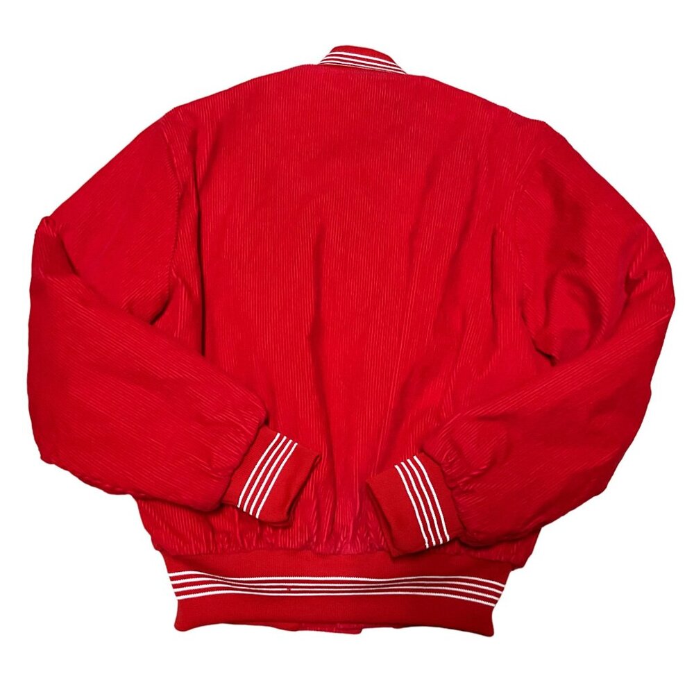 Vtg Weinstock Conestoga Red Corduroy Bomber Jacket Sz L USA Made Quilted Liner - Picture 3 of 6